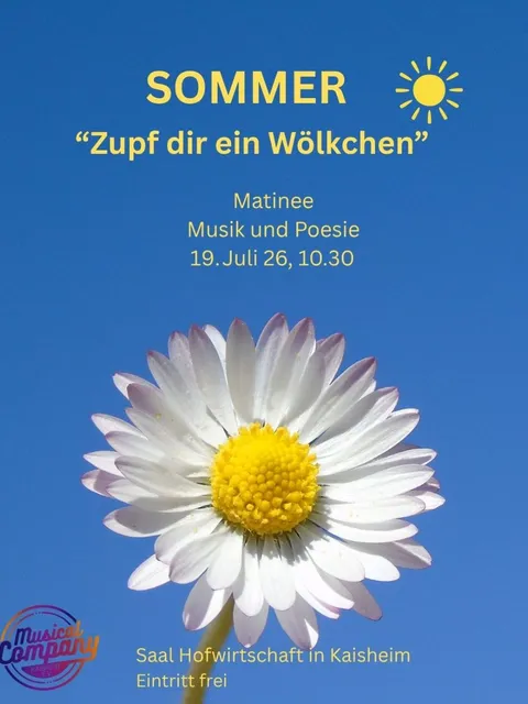 Plakat Sommermatinee „Zupf dir ein Wölkchen“, 19. Juli 2026, Saal Hofwirtschaft Kaisheim