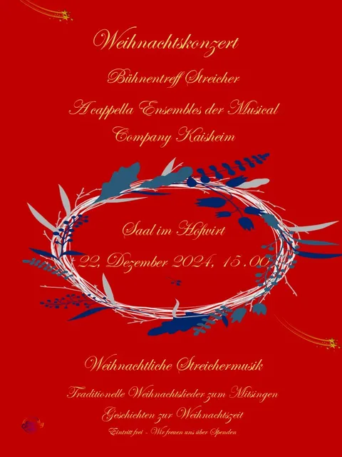 Plakat Weihnachtskonzert 22. Dezember 2024, Saal im Hofwirt